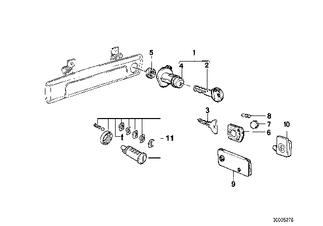 1983 BMW 633CSi Door Handle Front / Lock / Key Diagram 1