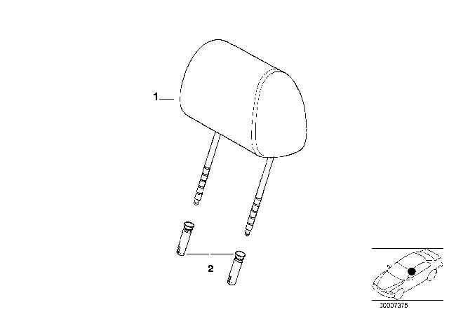 2000 BMW 540i Seat, Front, Head Restraint Diagram 2