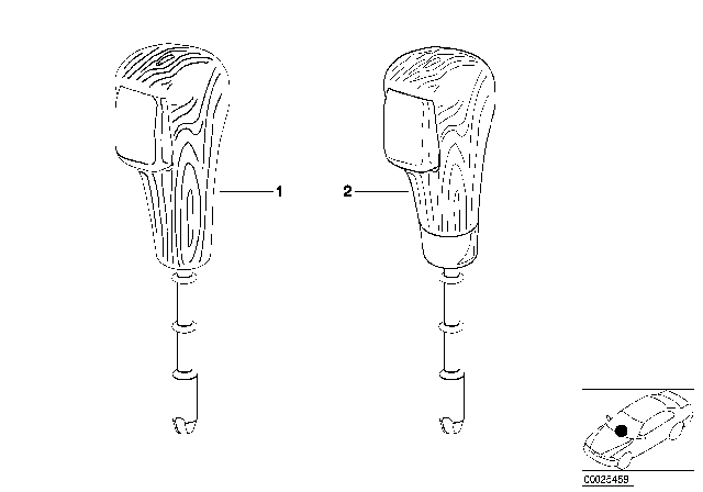 1995 BMW 318i Individual Selector Lever Handle, Wood Diagram 2