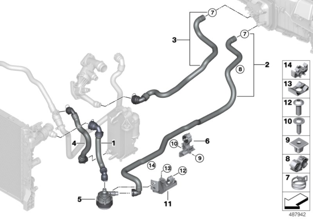 2018 BMW 540i Cooling Water Hoses Diagram 1