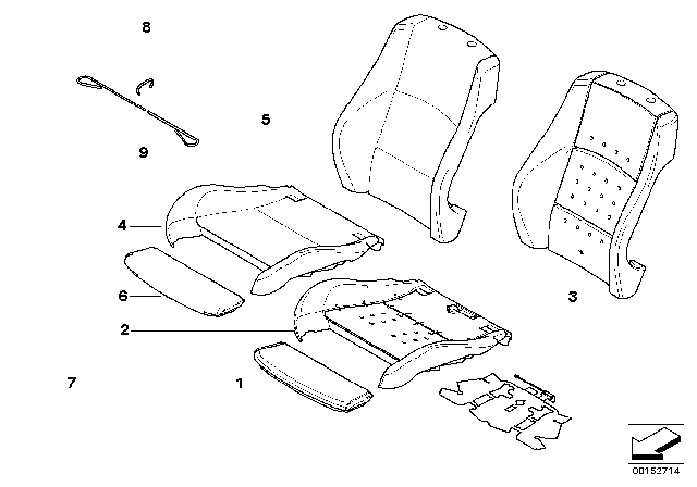 2010 BMW 323i Seat, Front, Cushion & Cover Diagram 1