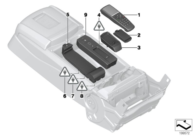 2019 BMW 740i xDrive Separate Components For Rear Compartment Telephone Diagram