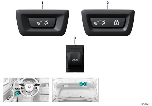 2020 BMW 840i xDrive Switch, Tailgate Activation Diagram