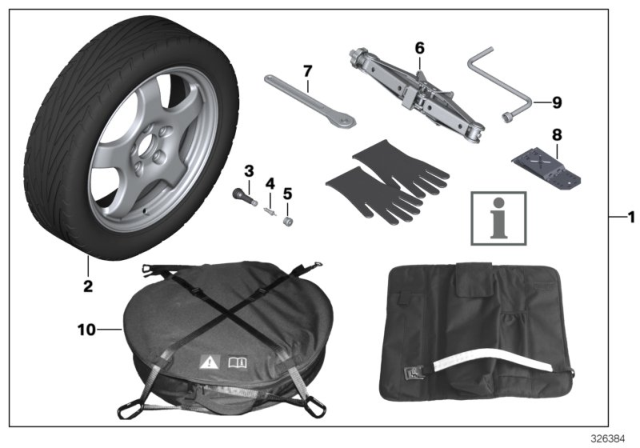 2009 BMW 328i xDrive Compact Spare Wheel System Diagram