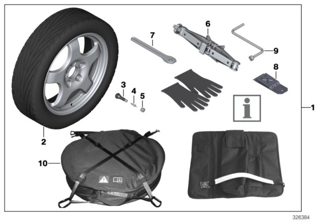 2008 BMW 328xi Compact Spare Wheel System Diagram