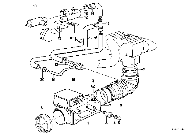 1985 BMW 318i Reducer Diagram for 11631707723