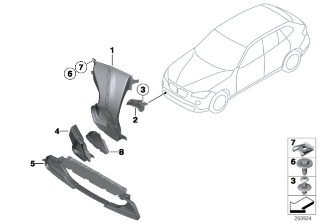 2014 BMW X1 Air Duct, Engine-Oil Cooler, Right Diagram for 51117303802