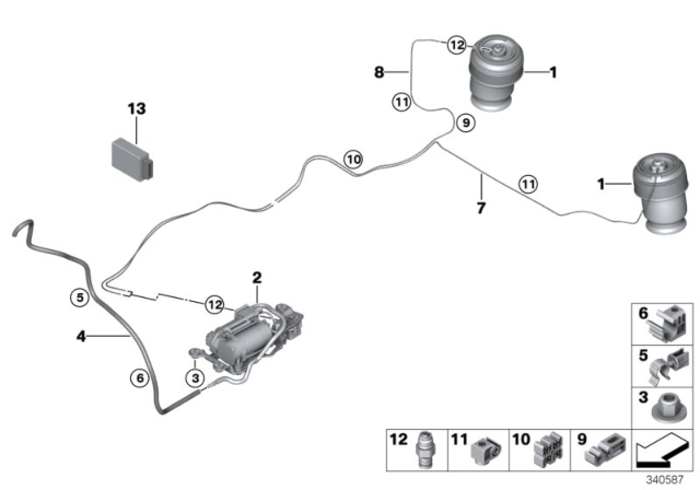 2019 BMW X6 M Rear Pneumatic Spring Diagram for 37107850225