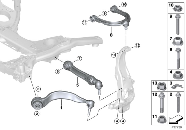 2016 BMW 740i Bottom Rubber Mount Wishbone, Left Diagram for 31106861169