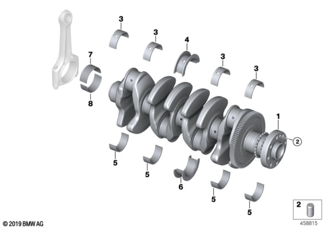 2019 BMW X3 Crankshaft With Bearing Shells Diagram