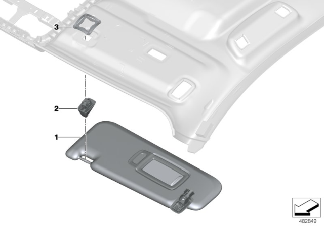 2020 BMW X3 Sun Visor With Label, Left Diagram for 51168071073