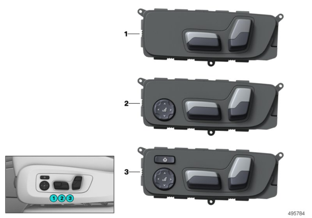 2019 BMW M850i xDrive Switch, Seat Adjustment Diagram 1