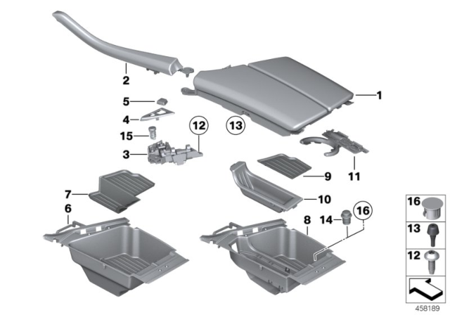 2013 BMW 535i xDrive Armrest, Centre Console Diagram