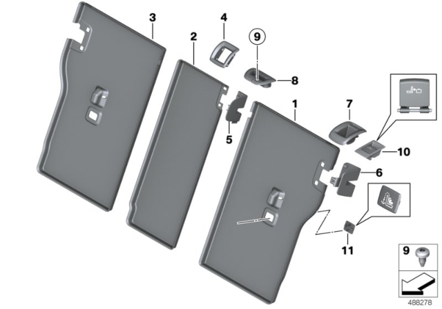 2019 BMW 340i GT xDrive Trim Backrest, Left Diagram for 52207341765