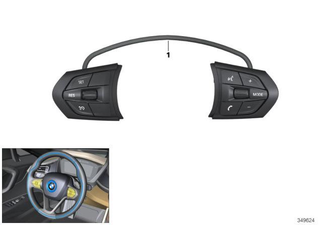 2015 BMW i8 Switch, Multifunction Steering Wheel Diagram