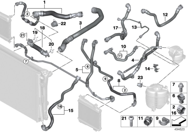 2020 BMW Z4 HOSE FOR EXPANSION TANK Diagram for 17128654832