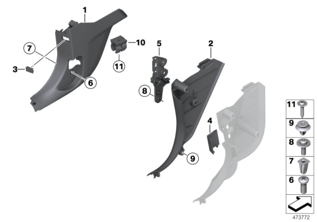 2014 BMW 428i Trim Panel Leg Room Diagram