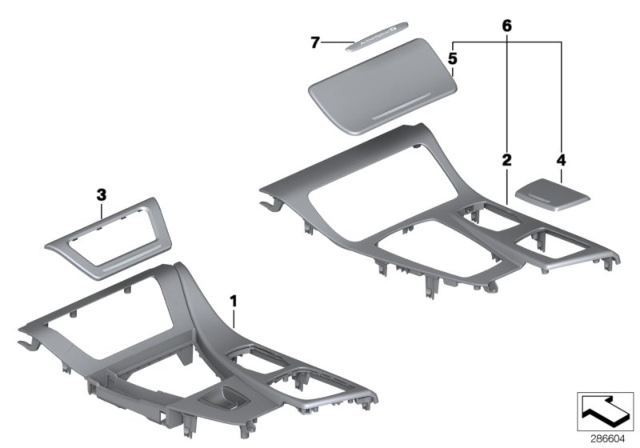 2011 BMW 535i xDrive Decorative Trims, Centre Console Diagram