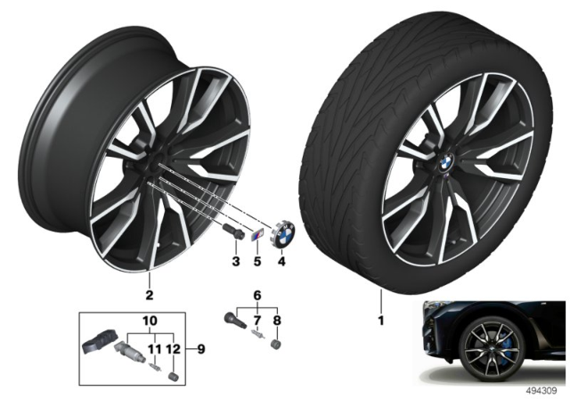 2020 BMW X7 BMW LA Wheel, V-Spoke Diagram 1