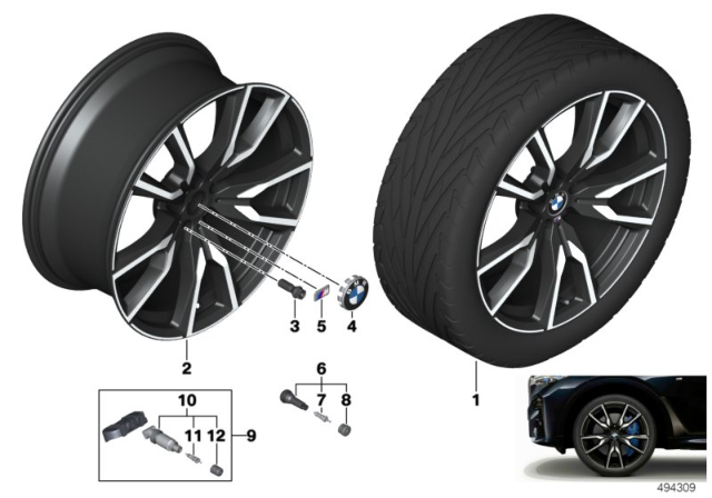 2019 BMW X7 BMW LA Wheel, V-Spoke Diagram 2