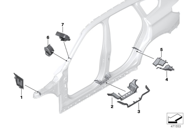 2017 BMW X1 Cavity Shielding, Side Frame Diagram