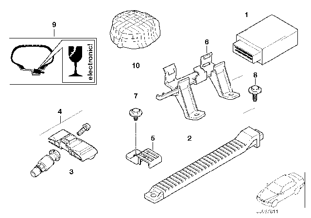 2004 BMW 325i Tire Pressure Control (RDC) - Control Unit Diagram