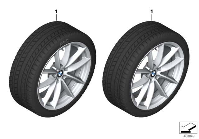 2019 BMW X3 Winter Wheel With Tire V-Spoke Diagram 1