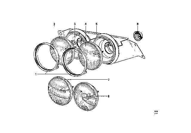 1969 BMW 2000 Headlight Diagram