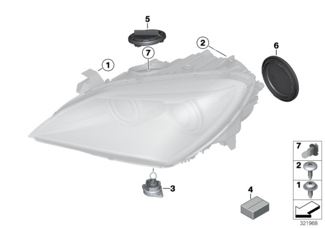 2014 BMW 640i xDrive Single Components For Headlight Diagram