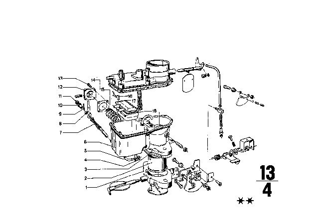 1967 BMW 1602 Carburetor Mounting Parts Diagram 3