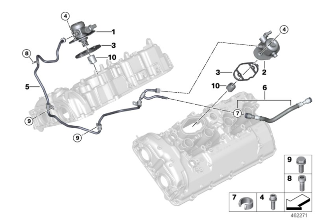 2018 BMW 750i xDrive High-Pressure Pump / Tubing Diagram