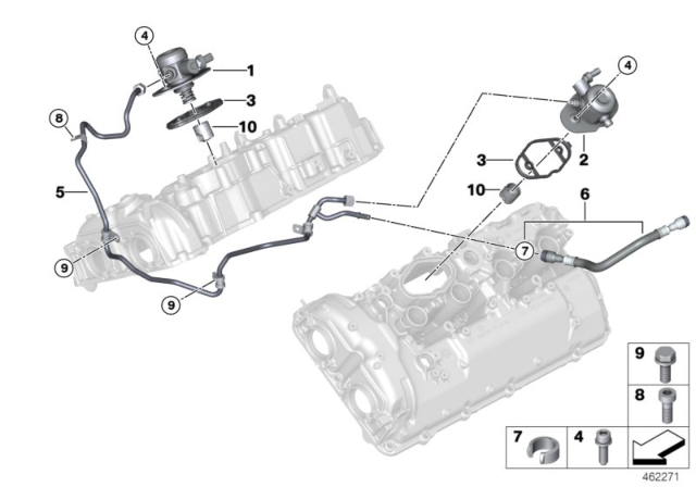 2019 BMW 750i xDrive High-Pressure Pump / Tubing Diagram