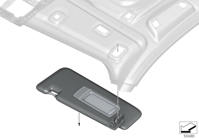 2020 BMW X6 SUN VISOR, ALCANTARA, RIGHT Diagram for 51167994360