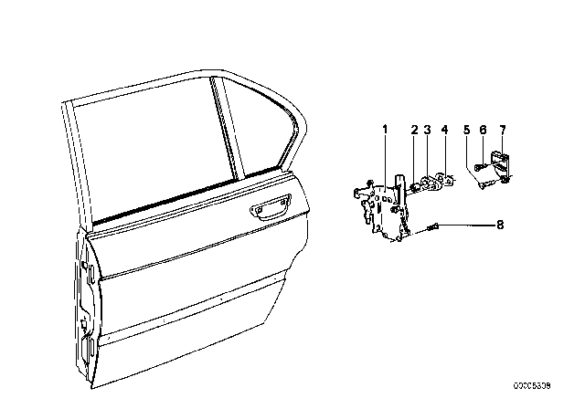 1980 BMW 528i Locking System, Door Diagram 3