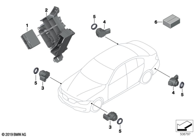 2015 BMW M4 Ultrasonic Sensor Diagram for 66209261587