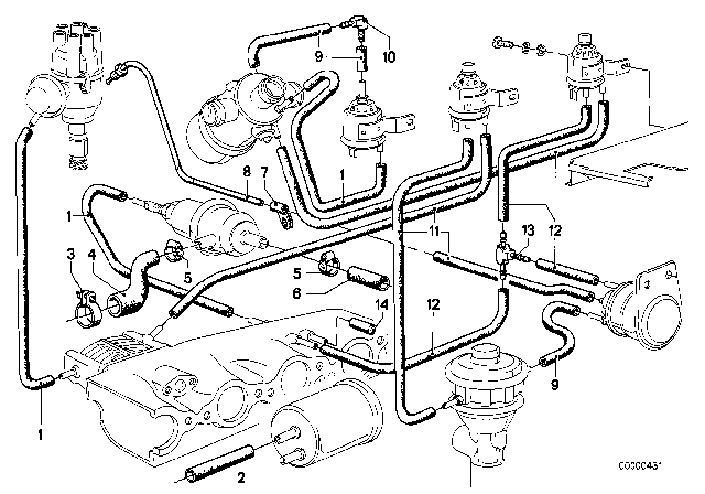 1977 BMW 630CSi Vacuum Control - AGR Diagram 2