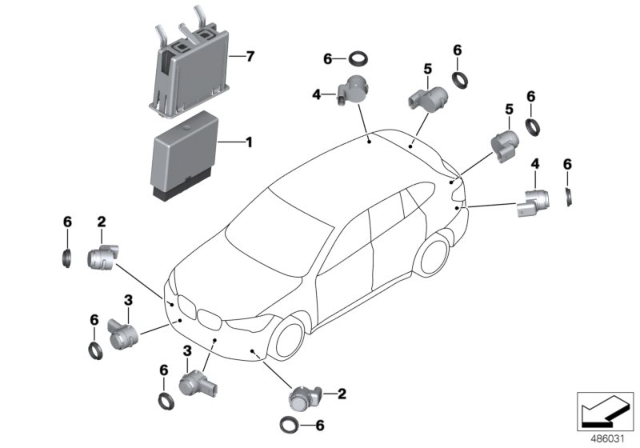 2018 BMW X1 Sparkling Brown Ultrasonic Transducer Diagram for 66209312622