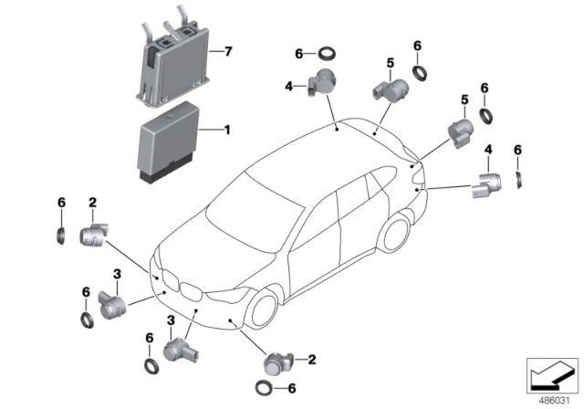 2018 BMW X1 Ultrasonic Sensor, Estorilblau Diagram for 66209336909