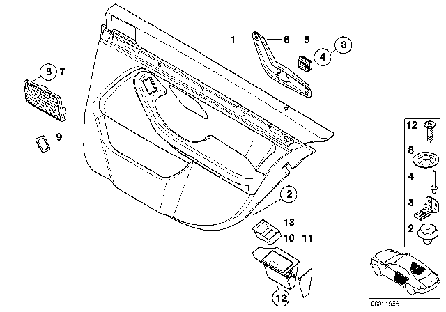 2001 BMW M5 Door Trim Panel, Rear, Right Diagram for 51422499390