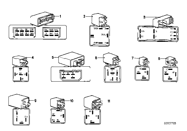 1984 BMW 528e Control Unit Relays Connections Diagram