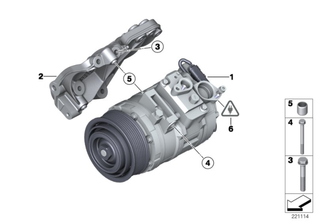 2016 BMW X4 Air Conditioning Compressor Without Magnetic Coupling Diagram for 64529217869