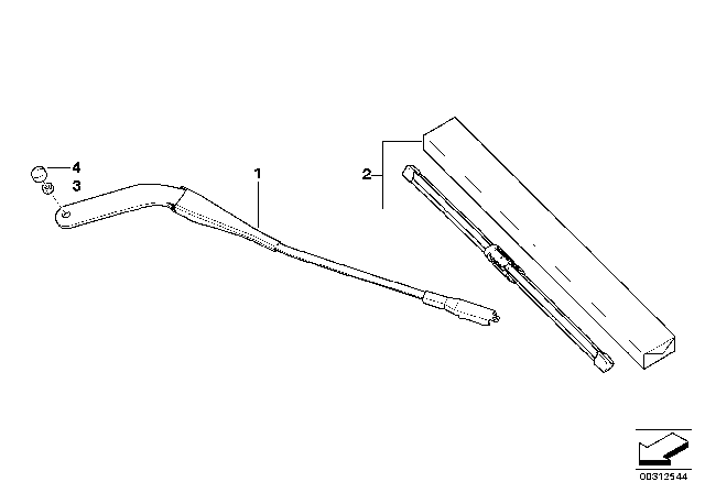 2013 BMW 128i Wiper Arm / Wiper Blade Diagram