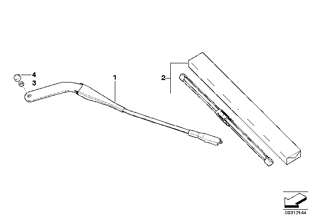 2013 BMW 128i Windshield Wiper Arm Right Diagram for 61617169972