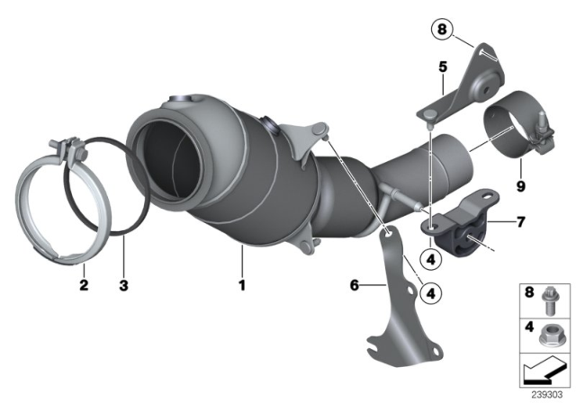2013 BMW X3 Exchange Catalytic Converter Close To Engine Diagram for 18327646432