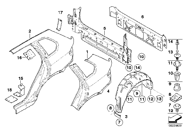 2009 BMW X5 Side Panel / Tail Trim Diagram