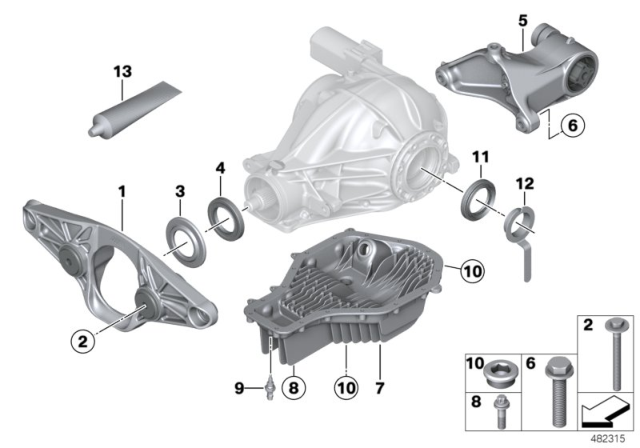 2016 BMW M6 Rear Axle Differential Separate Components Diagram