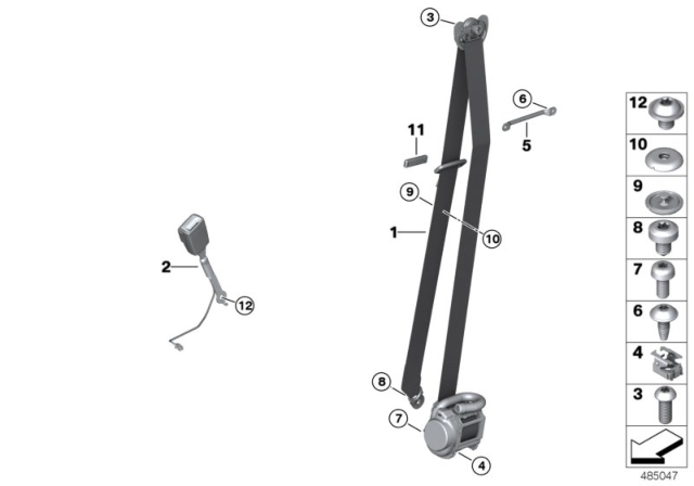 2020 BMW X3 Front Upper Right Seat Belt Diagram for 72117469946