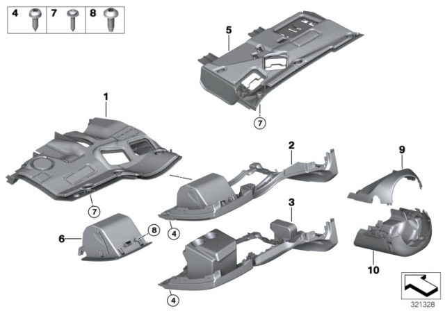 2010 BMW Z4 Trim Panel, Steering Column, Bottom Diagram for 61319143643