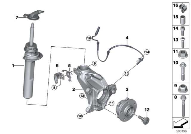 2020 BMW M235i xDrive Gran Coupe Steering Knuckle, Left Diagram for 31216876853