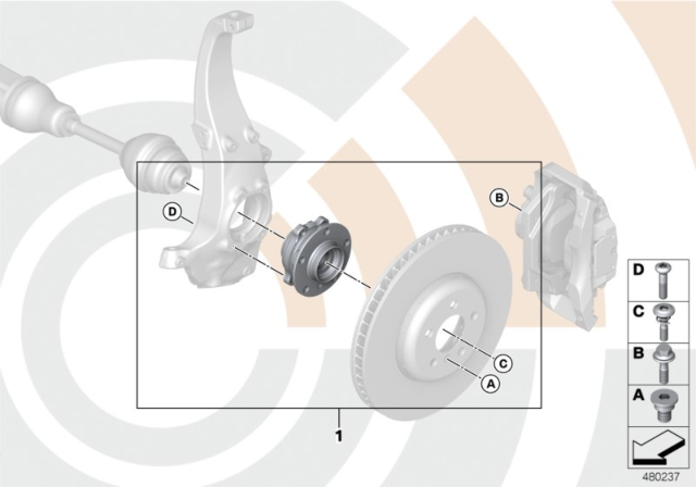 2013 BMW 535i xDrive Repair Kit, Wheel Bearing, Front Diagram